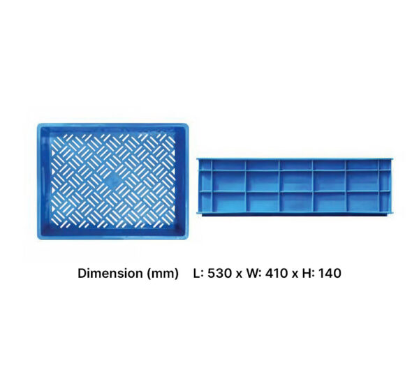 Closed plastic crate 53x41x14cm for secure storage and transport – Tekin Plast UAE