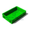 Closed plastic crate measuring 60x40x12 cm, designed for compact storage and transport.