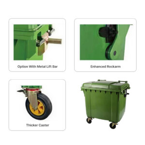 1100 liter mobile garbage bin with wheels and lid for commercial and municipal waste collection – Tekin Plast UAE
